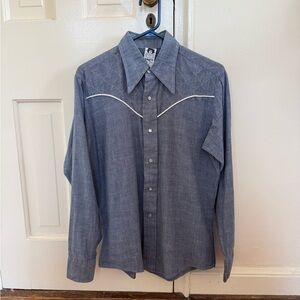 Vintage Andy New York Chambray Disco/Western Snap Button Shirt